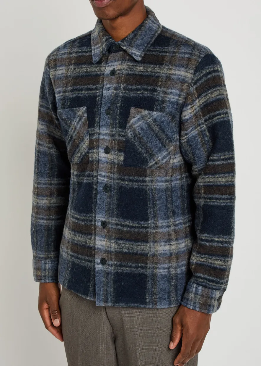 Whiting checked wool-blend overshirt