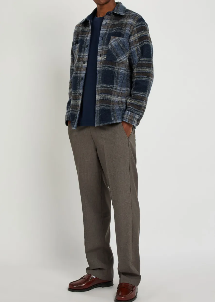 Whiting checked wool-blend overshirt