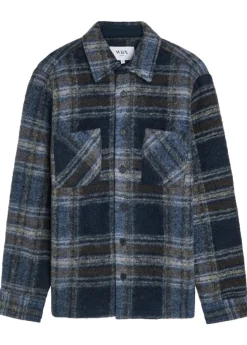 Whiting checked wool-blend overshirt
