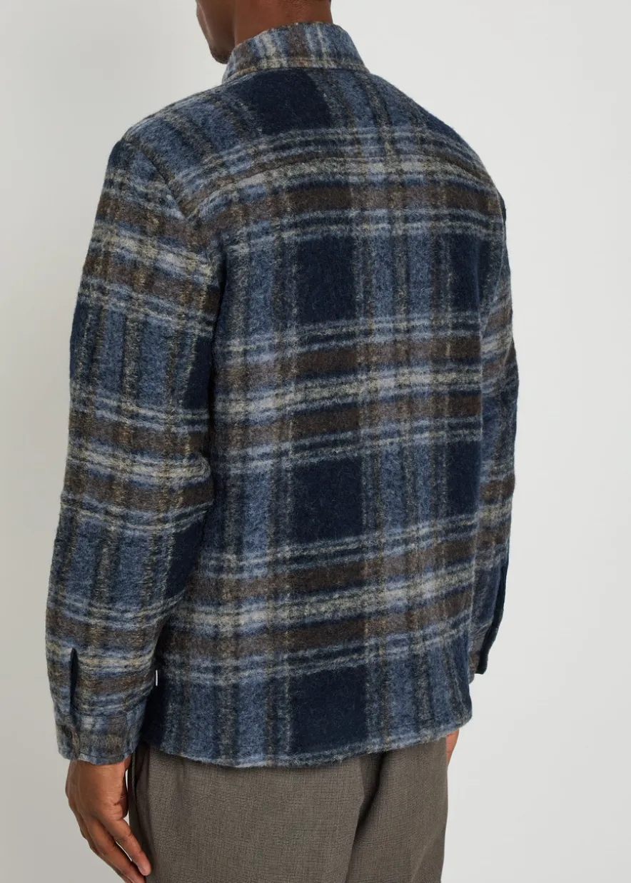 Whiting checked wool-blend overshirt