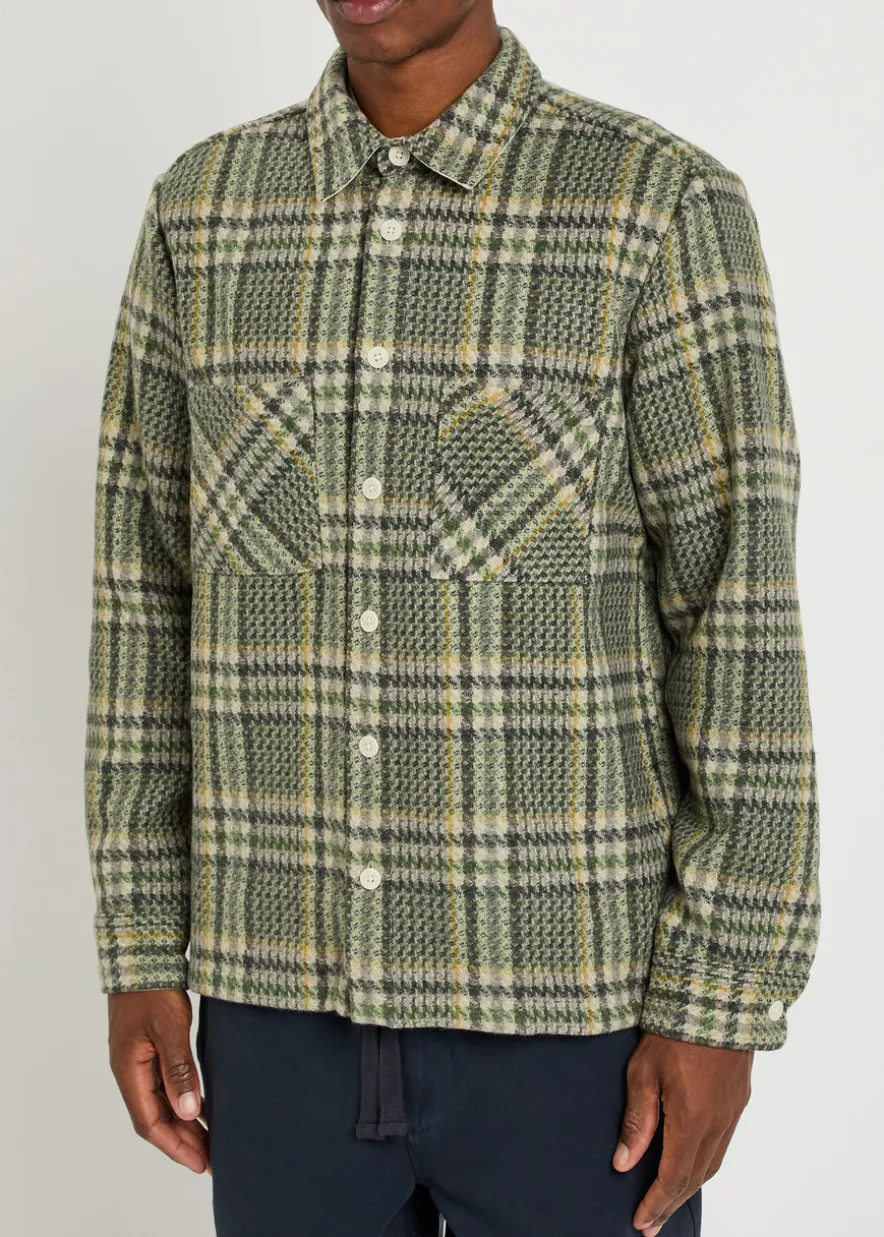 Whiting checked wool-blend overshirt