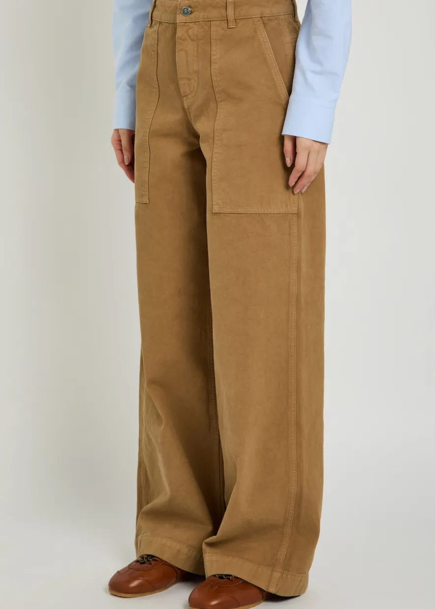 Wide-leg canvas trousers