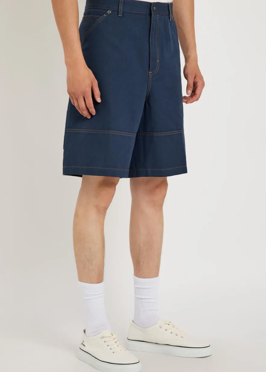 Wide-leg cotton and linen-blend shorts
