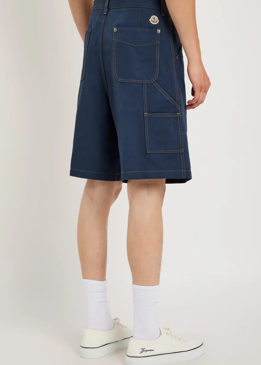 Wide-leg cotton and linen-blend shorts