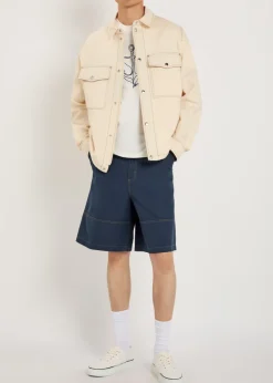 Wide-leg cotton and linen-blend shorts