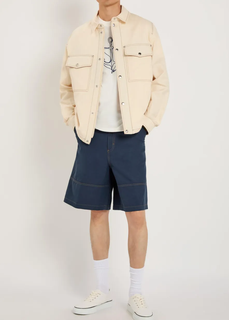 Wide-leg cotton and linen-blend shorts