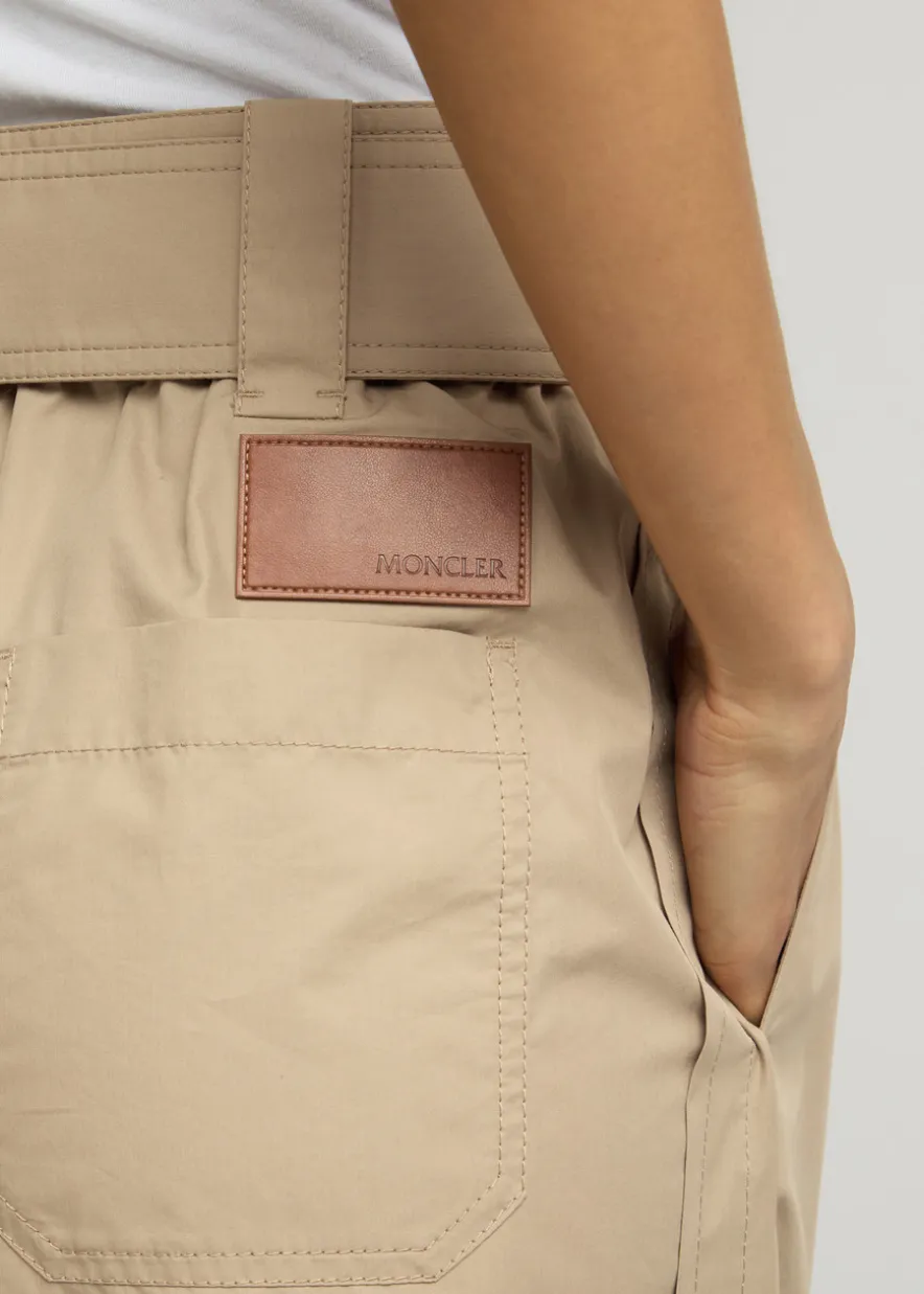 Wide-leg cotton-blend poplin trousers