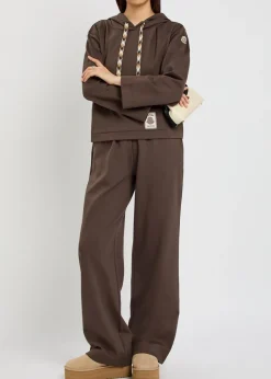 Wide-leg cotton-blend sweatpants