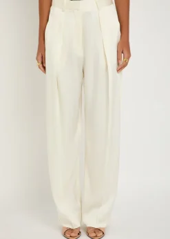 Wide-leg crepe de chine trousers