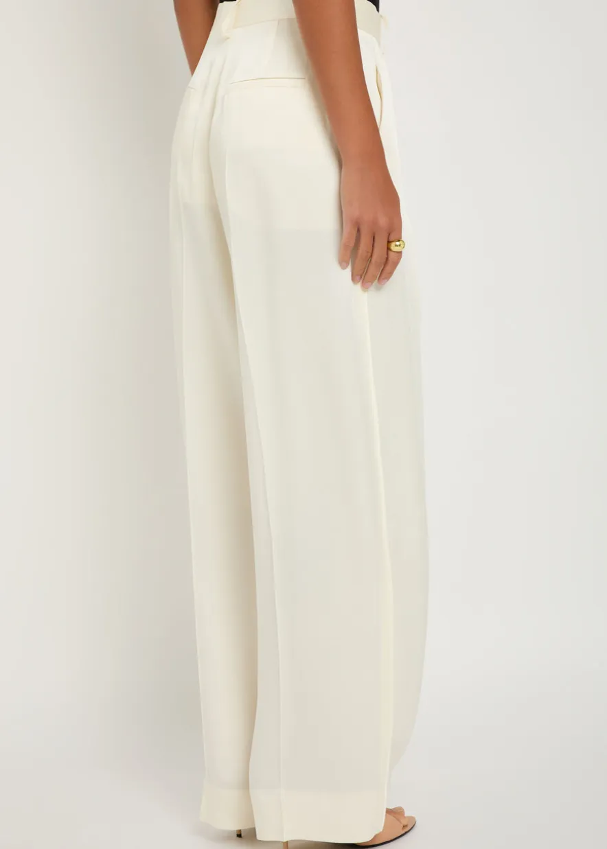 Wide-leg crepe de chine trousers