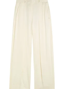 Wide-leg crepe de chine trousers