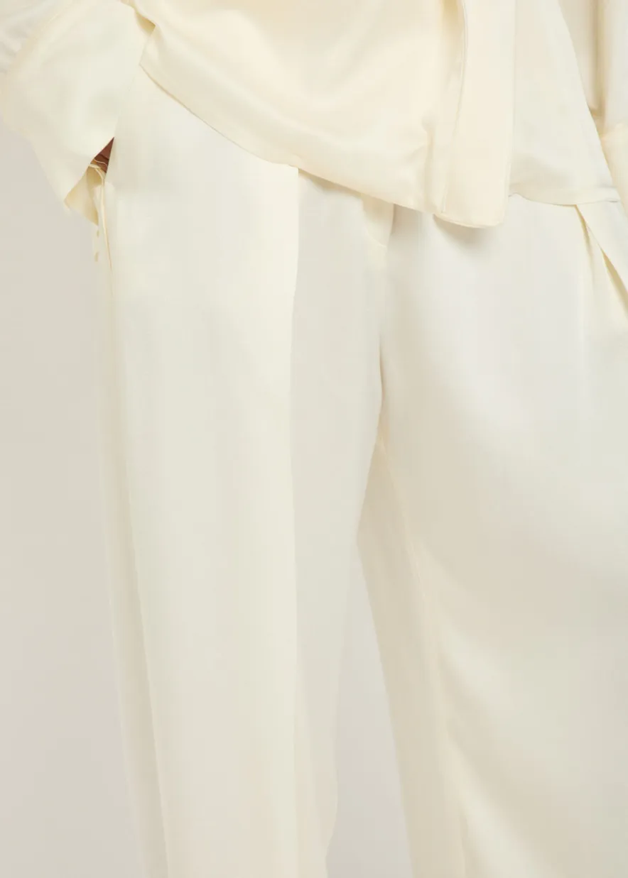 Wide-leg crepe de chine trousers
