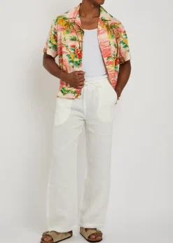 Wide-leg linen beach trousers