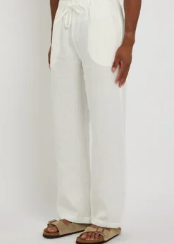 Wide-leg linen beach trousers
