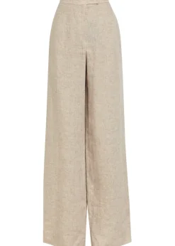 Wide-leg linen-blend trousers
