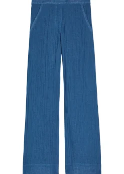 Wide-leg linen-blend trousers