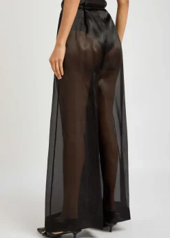 Wide-leg organza trousers