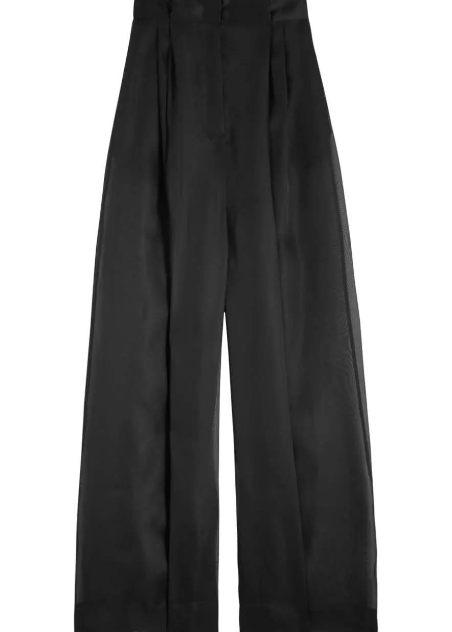 Wide-leg organza trousers