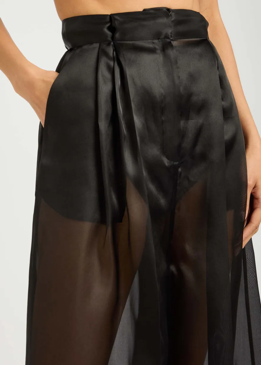 Wide-leg organza trousers