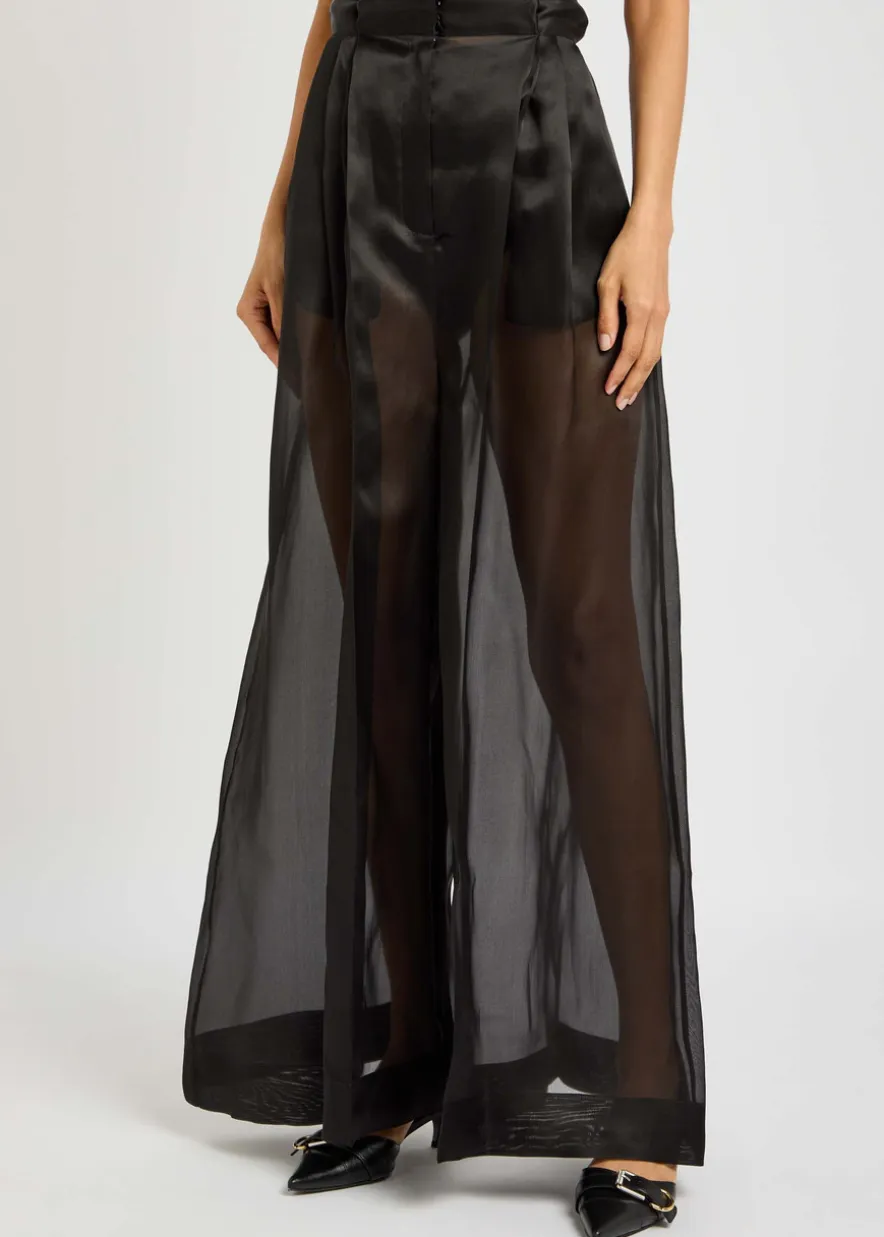 Wide-leg organza trousers