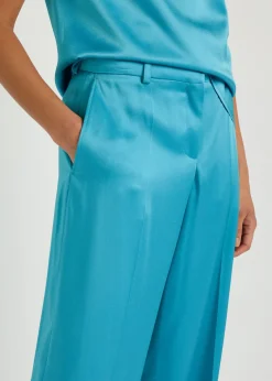 Wide-leg satin trousers