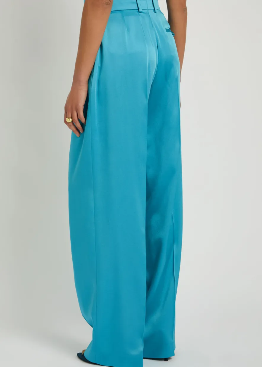 Wide-leg satin trousers