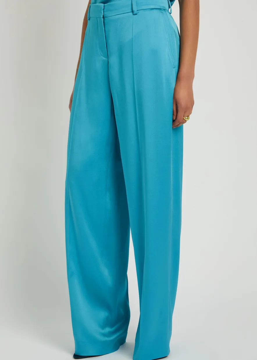 Wide-leg satin trousers