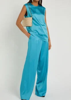 Wide-leg satin trousers