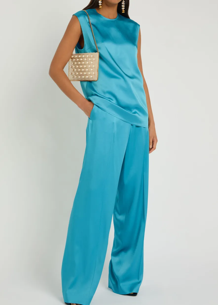 Wide-leg satin trousers