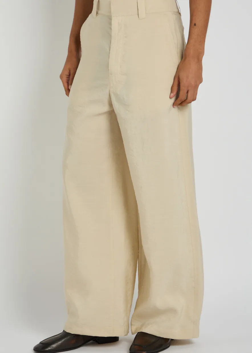 Wide-leg silk-blend trousers