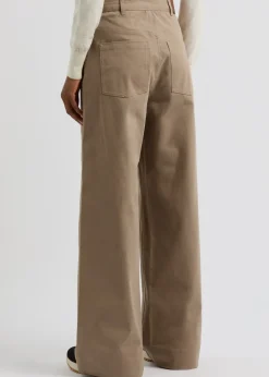 Wide-leg stretch-cotton trousers