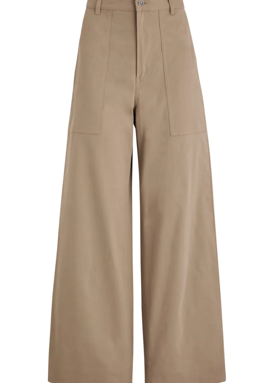 Wide-leg stretch-cotton trousers