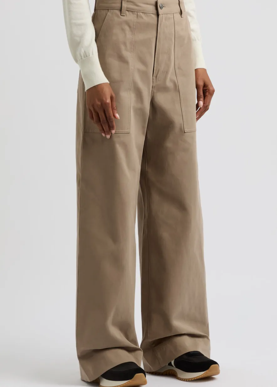 Wide-leg stretch-cotton trousers