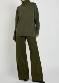Wide-leg stretch-wool trousers