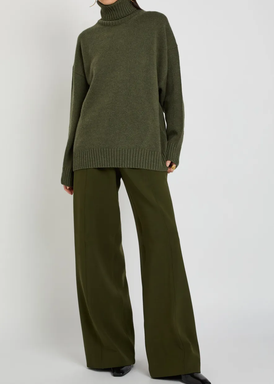 Wide-leg stretch-wool trousers