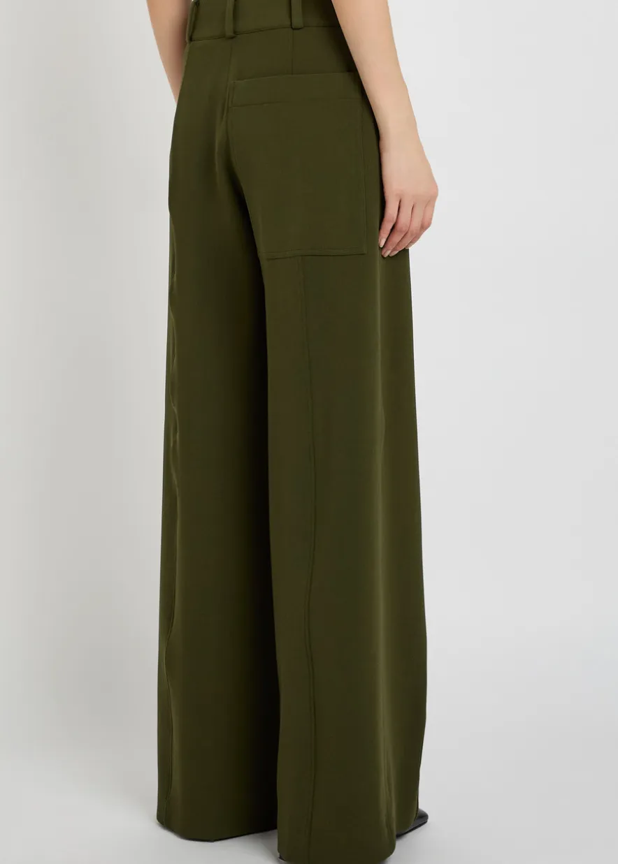 Wide-leg stretch-wool trousers
