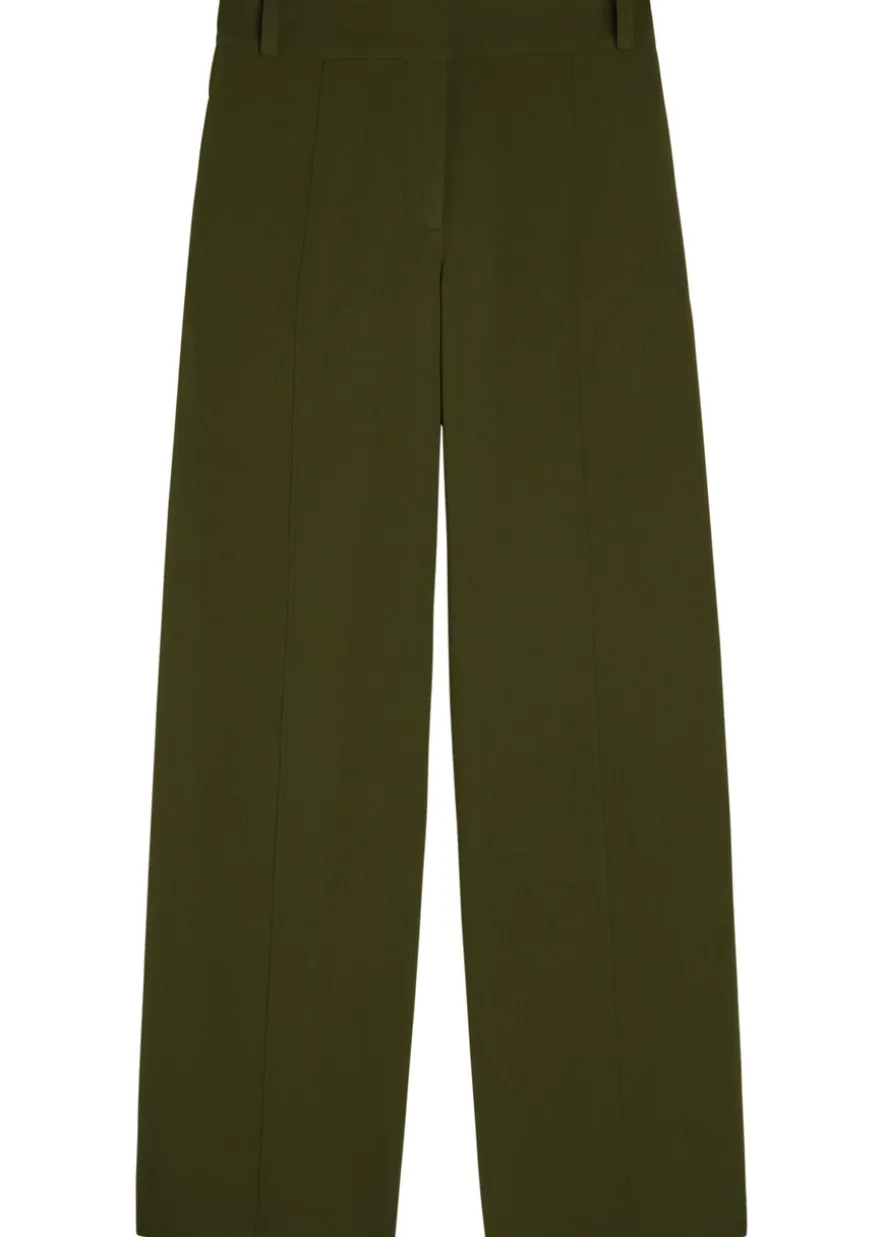 Wide-leg stretch-wool trousers