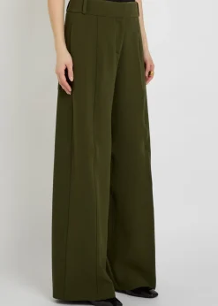 Wide-leg stretch-wool trousers