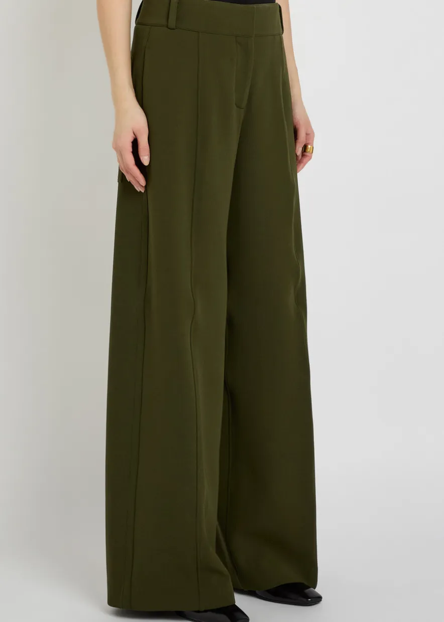 Wide-leg stretch-wool trousers