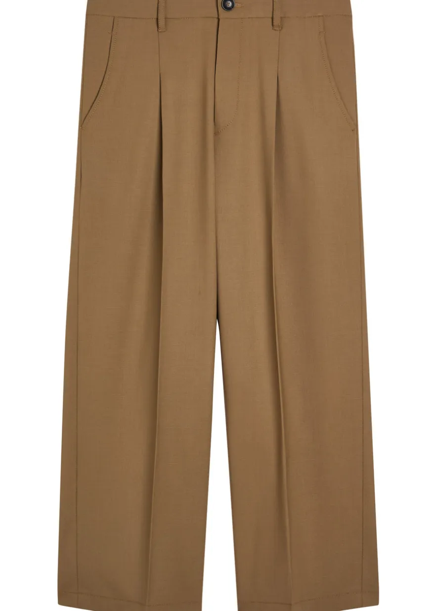 Wide-leg stretch-wool trousers
