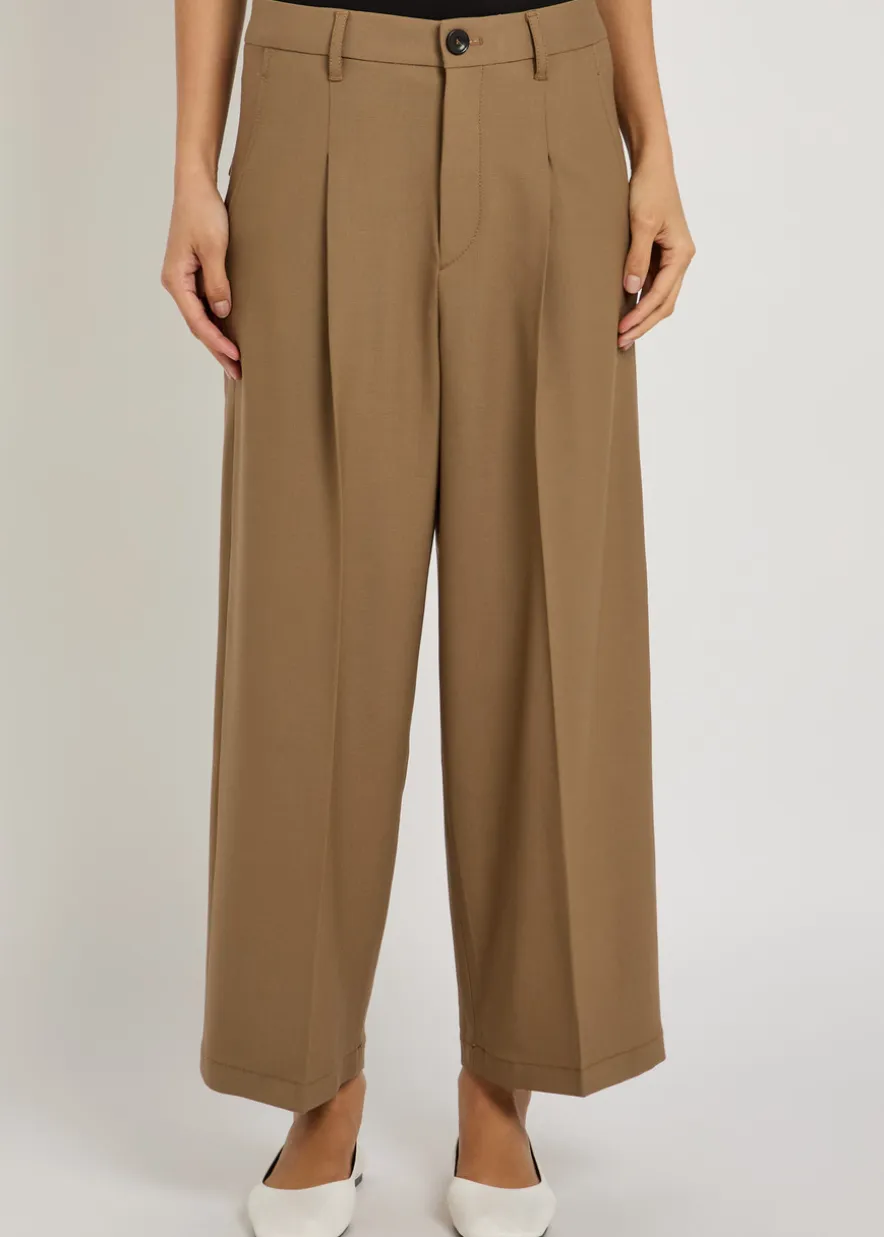Wide-leg stretch-wool trousers