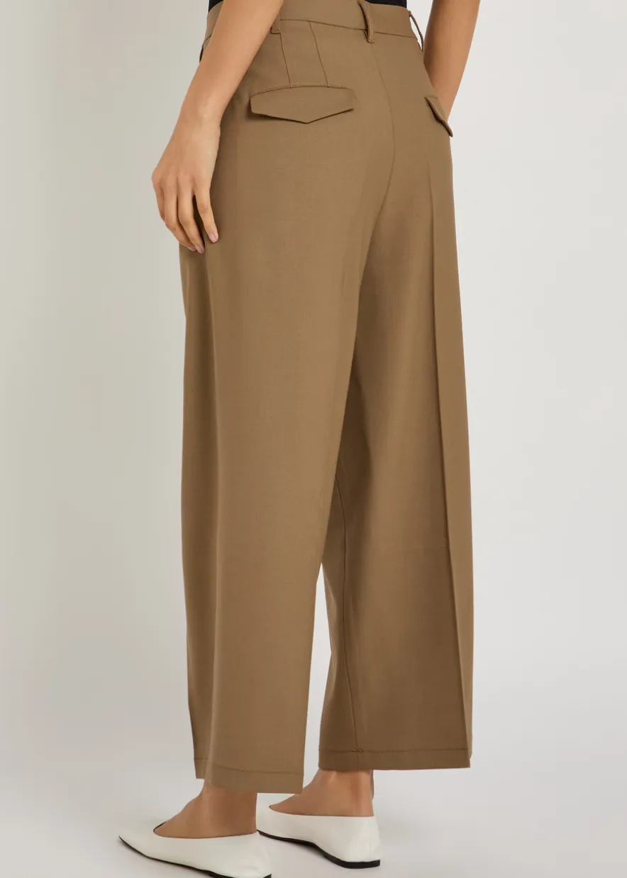 Wide-leg stretch-wool trousers