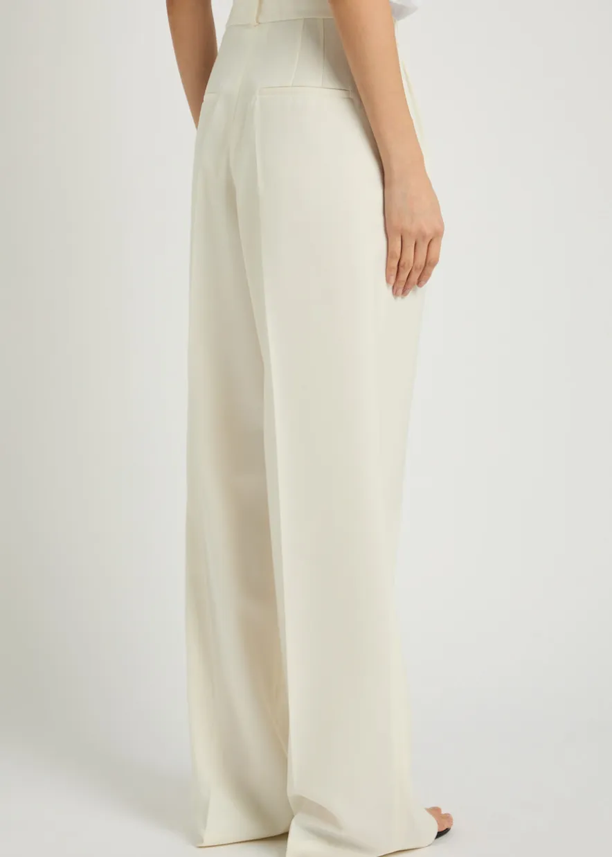 Wide-leg wool-blend trousers