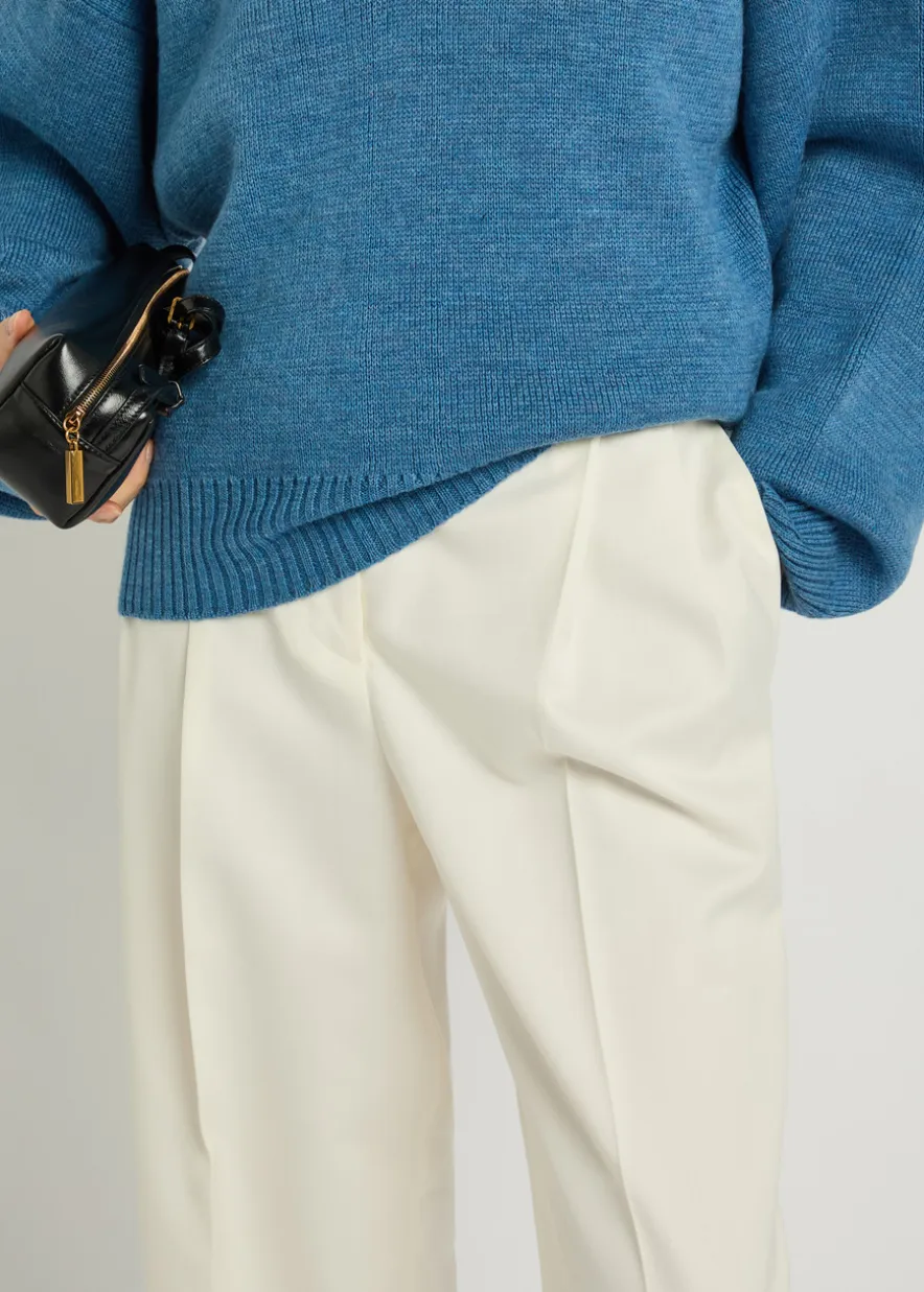 Wide-leg wool-blend trousers