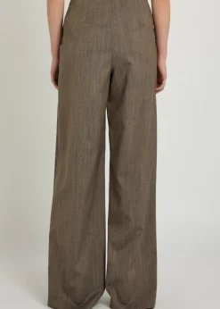 Wide-leg wool-blend trousers