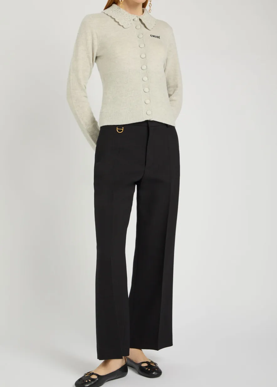 Wide-leg wool trousers