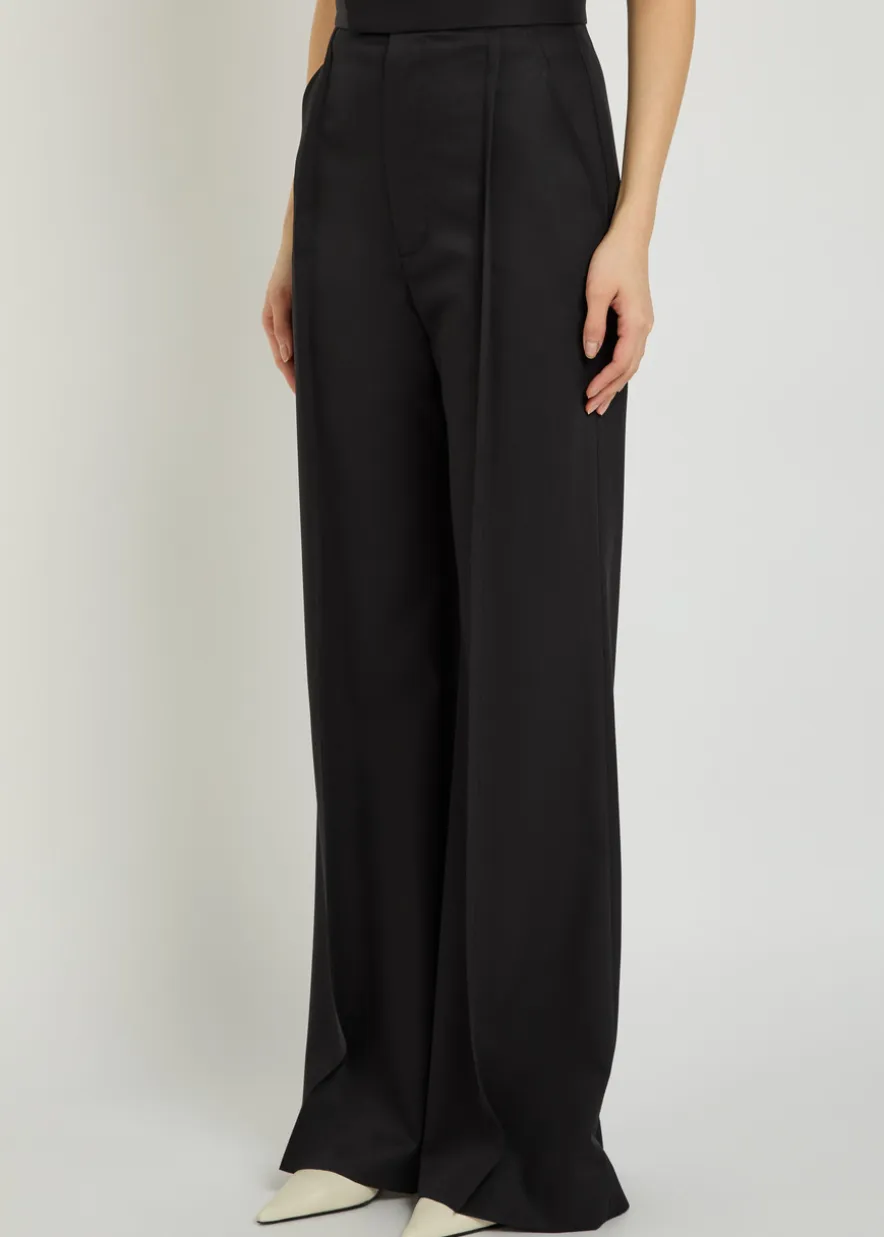 Wide-leg wool trousers