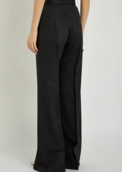 Wide-leg wool trousers