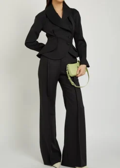 Wide-leg wool trousers