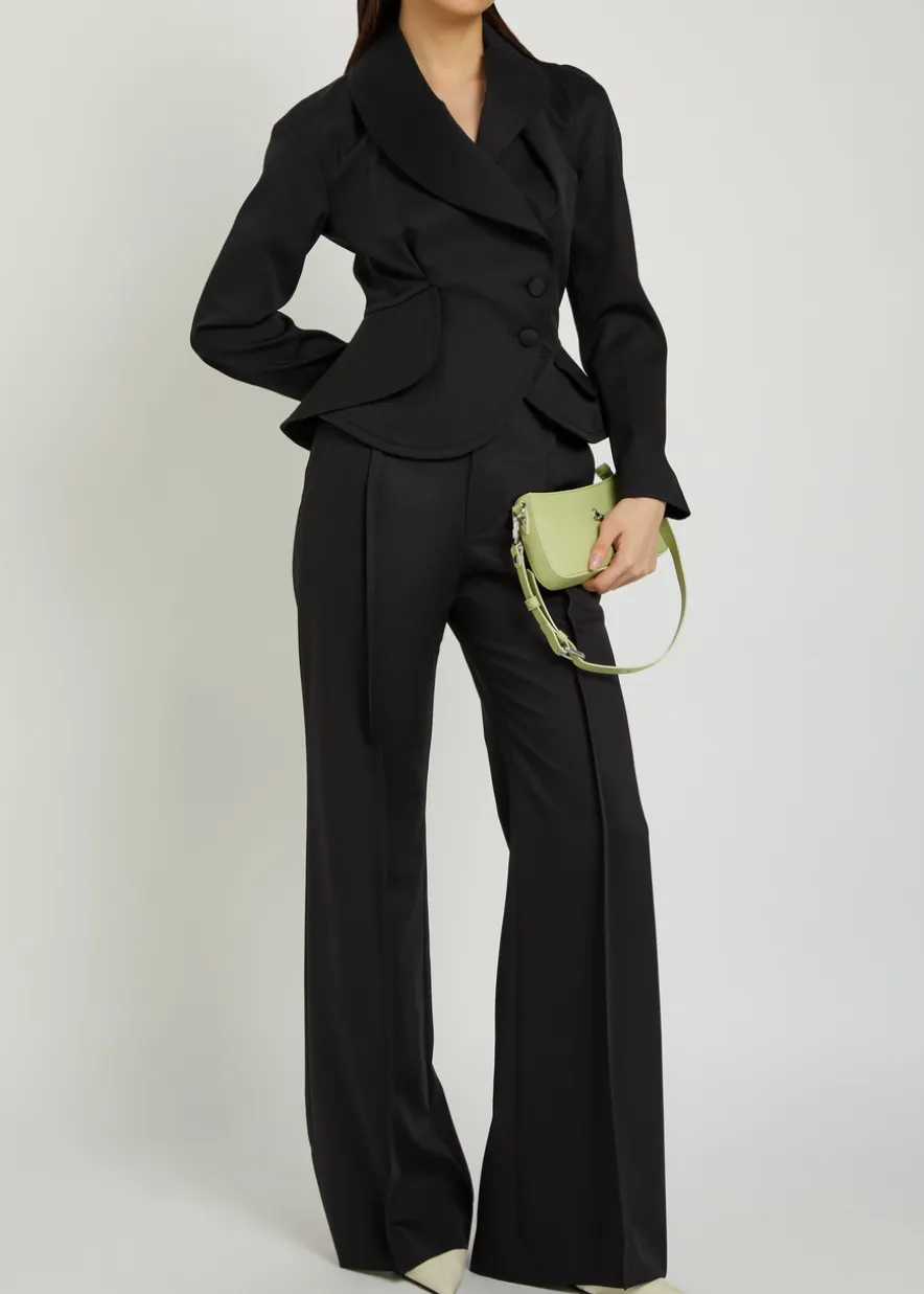 Wide-leg wool trousers